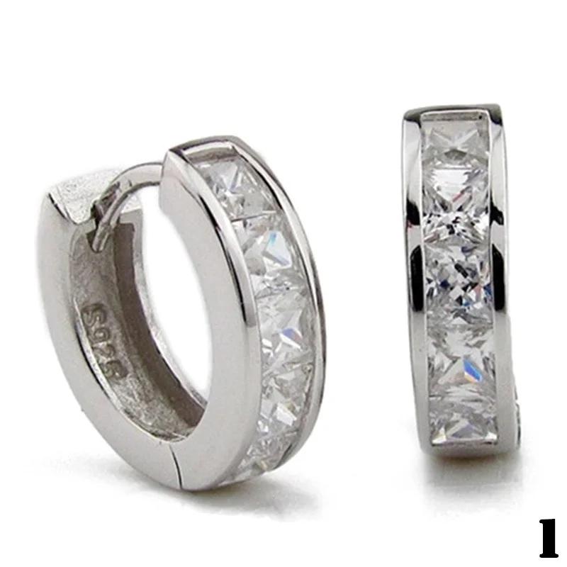 Цирконий высшего качества, роскошный романтический подарок на свадьбу, одна пара мужских позолоченных круглых серег-колец со стразами