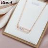 Kinel Shiny Zircon Pendant Necklace For Women Rose Gold Chain