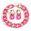 Female Resin Fluorescent Necklace And Earrings Jewelry Set With Electroplated Finish For Autumn