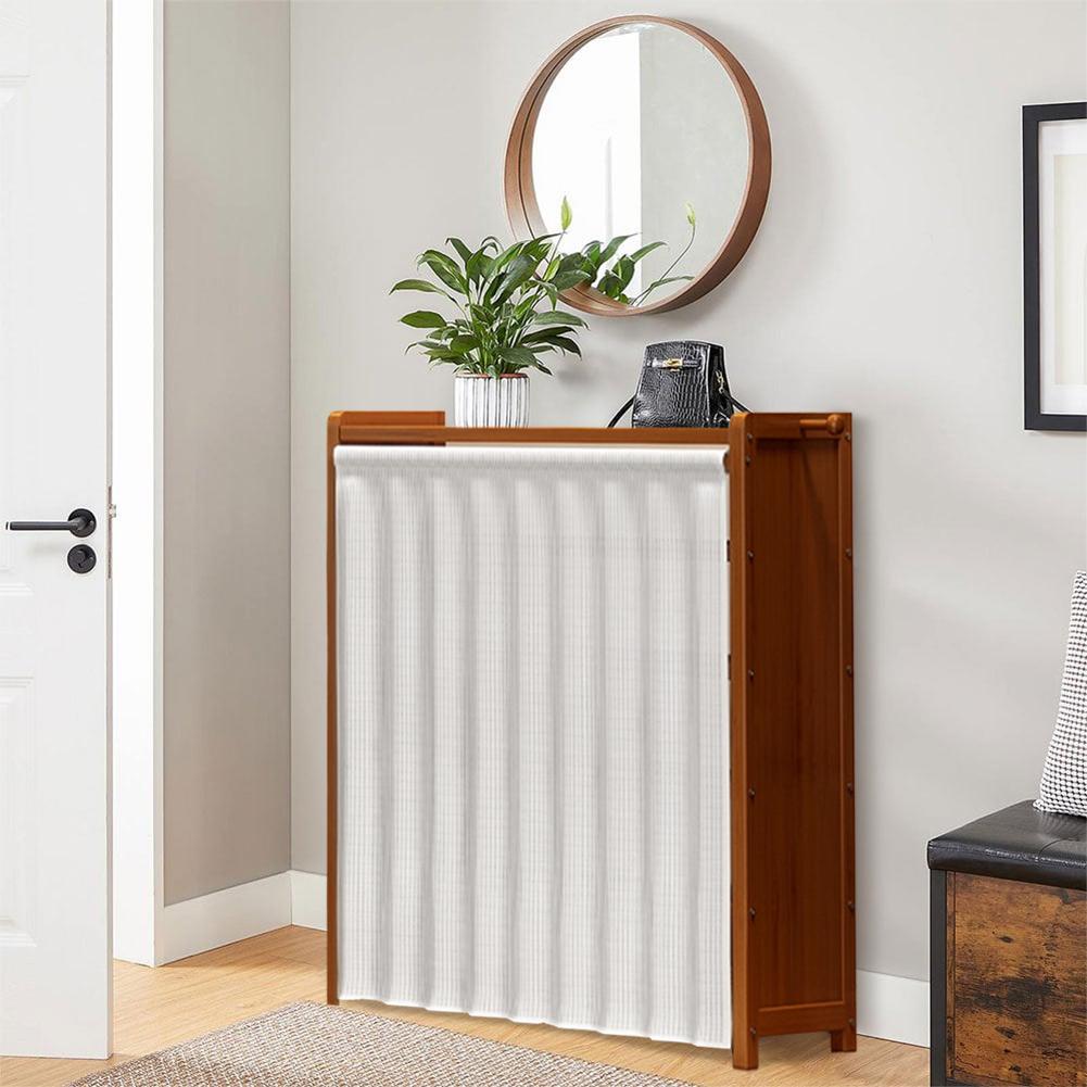 6-Tier Simple Shoes Cabinet with White Gauze Curtain Wooden Shoes Racks Organizer Dustproof Racks Multilayer Shoe Shelves