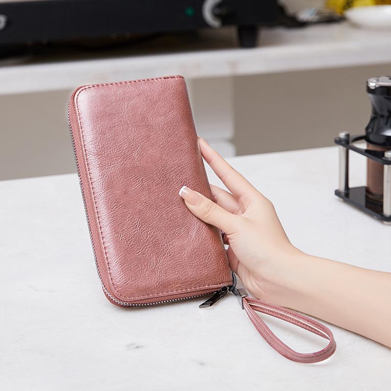 Минималистичный многофункциональный длинный кошелек с RFID-меткой, сумка-мешок из полиуретана на молнии, женская сумка-браслет для мобильного телефона