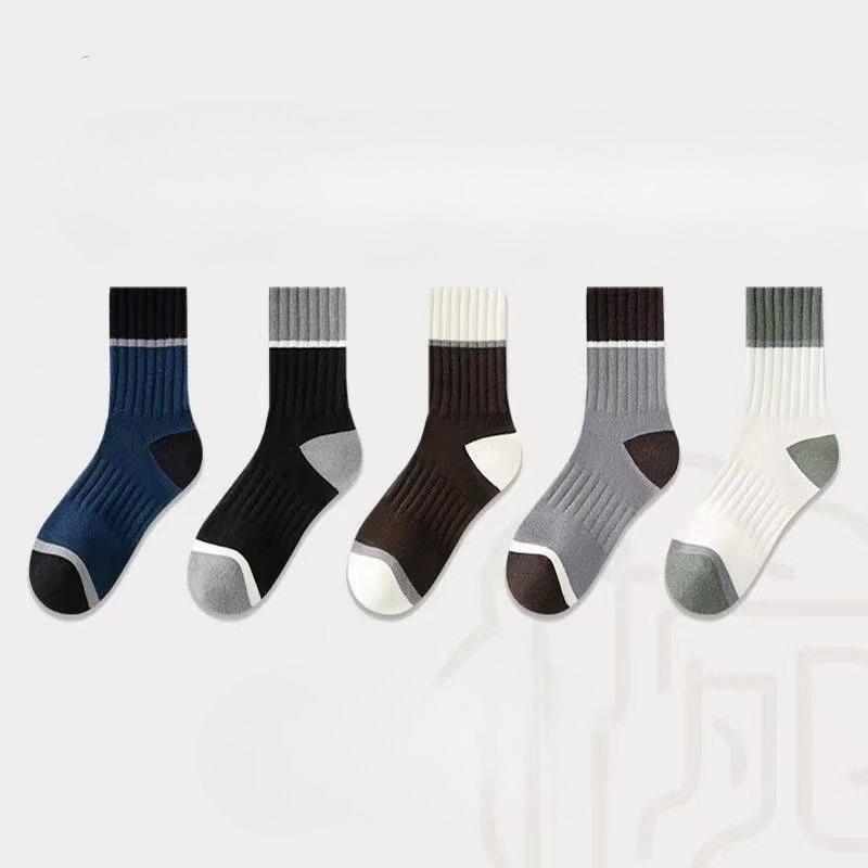 5 пар мужских носков, теплые спортивные носки, мужские носки средней длины, осенне-зимние влагоотводящие носки, дышащие носки средней длины для бизнеса