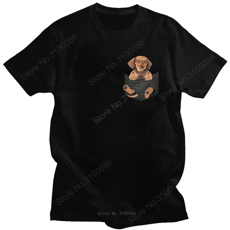 Hummor Dachshund In Pocket Tshirt Unisexs Soft Cotton Pet Dog Tee Tops Oneck Short Sleeve Summer Tshirt Printed T Shirt Merch