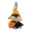 AONYIYI Bee Dog Plush Keychain 11cm Orange Hat Cute Stuffed Toy Backpack Charm