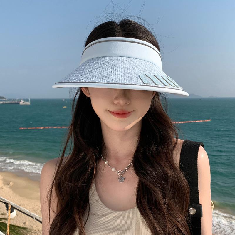 Летняя соломенная шляпа от солнца для женщин, солнцезащитный крем для улицы, пустая верхняя кепка, женская кепка с защитой от ультрафиолета, широкие козырьки