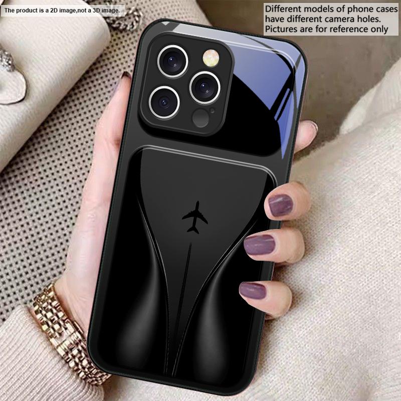 Самолет в постепенном полете Для iPhone 17 Air 16 E 15 14 13 Plus 12 mini 17 Pro Max 11Pro XR Xs 7 8 11 Закаленное стекло Чехол для телефона