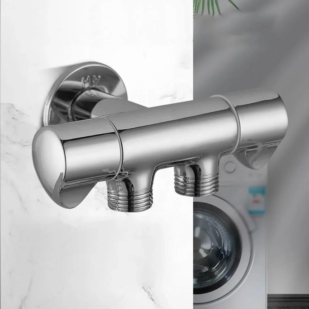 1 In 2 Out Triangular Valve Cold Water Faucet Bathroom Washing Machine Faucet Triangle Valve Dual Control Water Distributor
