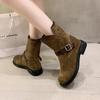 Мода 2025 Женские ботинки Новый модный стиль Вестерн Ковбойские ботинки средней высоты Женские Удобные уличные ботинки Легкая повседневная обувь Женская