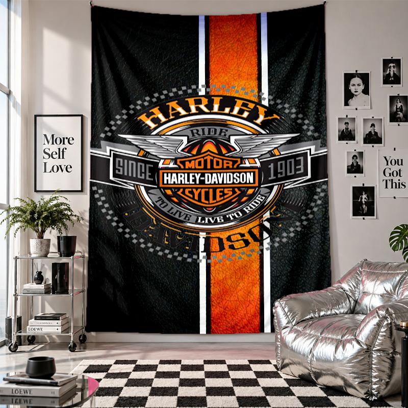 Wall TapestryHarley-Davidson Art Hanging Cloth Decorative Background Cover for Room Decoration