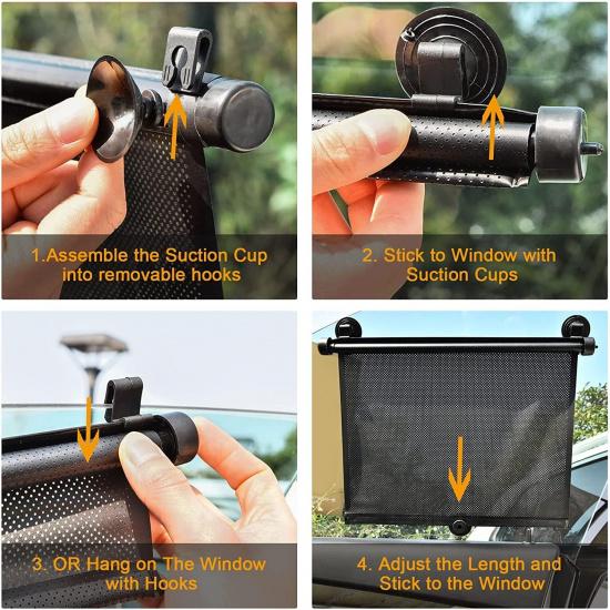 Car Sun Shade Side Window, Retractable Car Roller Shades For Side Window Blocks Harmful Sun Glare And Heat