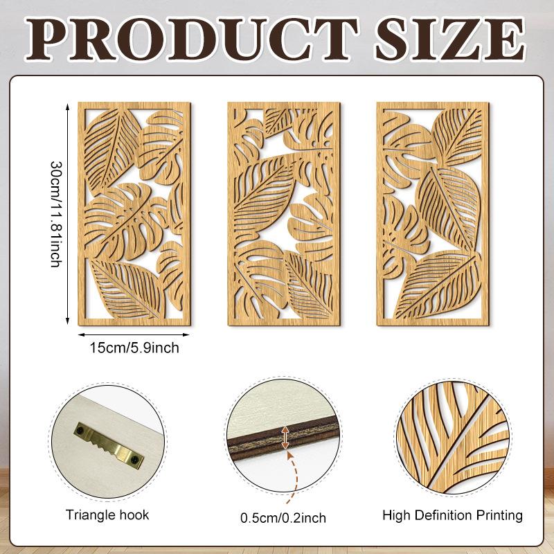 Деревянное настенное украшение из 3 частей в богемном стиле, подвеска для стены в стиле фермерского дома, геометрические подвесные декоративные деревянные изделия