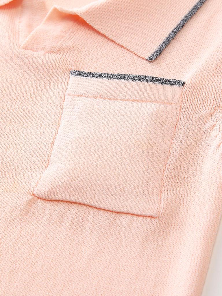 Поло с коротким рукавом для мальчика из вязаного ледяного шелка - Дышащая летняя детская одежда