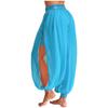 Womens Belly Dance Bloomers Halloween Theme Party Carnival Costume Ruched Waistband Side Split Pants