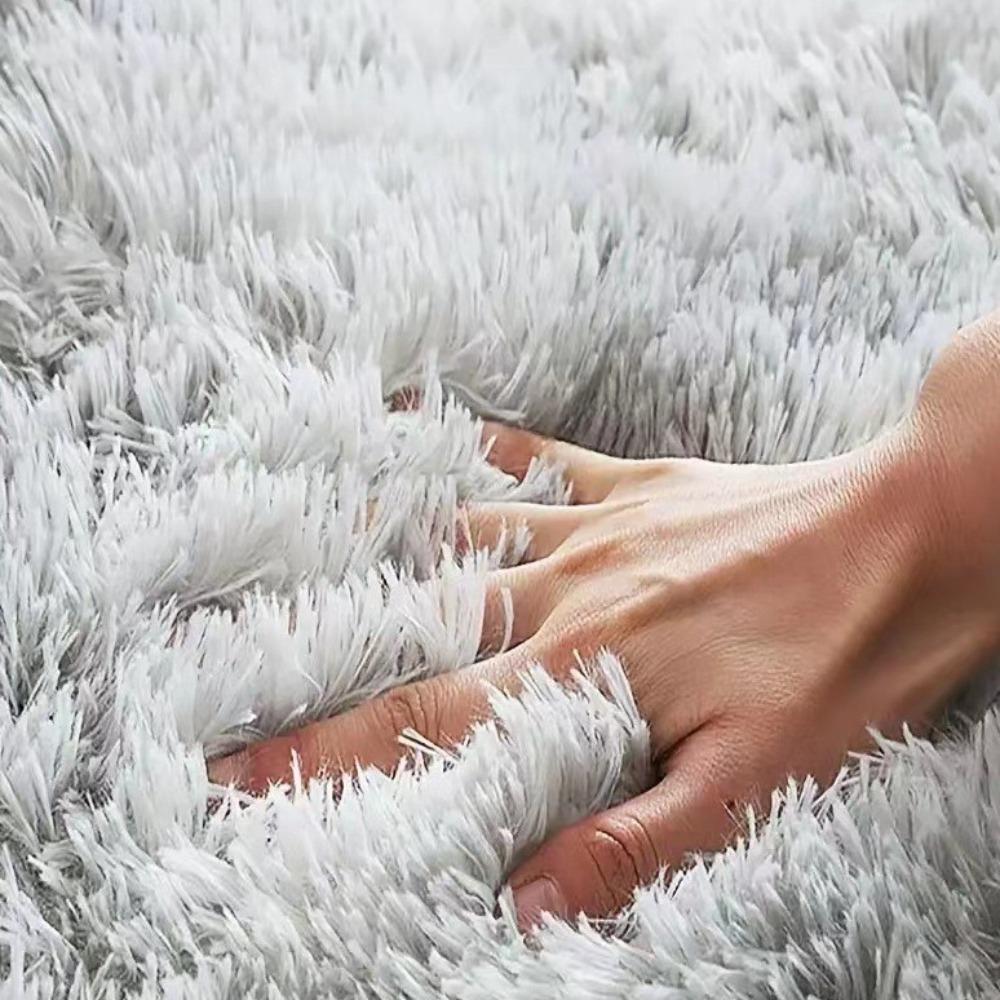 Soft Gradient Table Cushion Fluffy Shaggy Faux Fur Table Runner Dustproof Decorative Fluffy Desk Mat Vanity Dresser