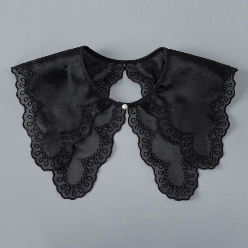 Women Fake Collar Shawl Detachable Blouse Decoration Lace Romantic Flower Embroidery Multi-Layer False Collar Shirt Collar