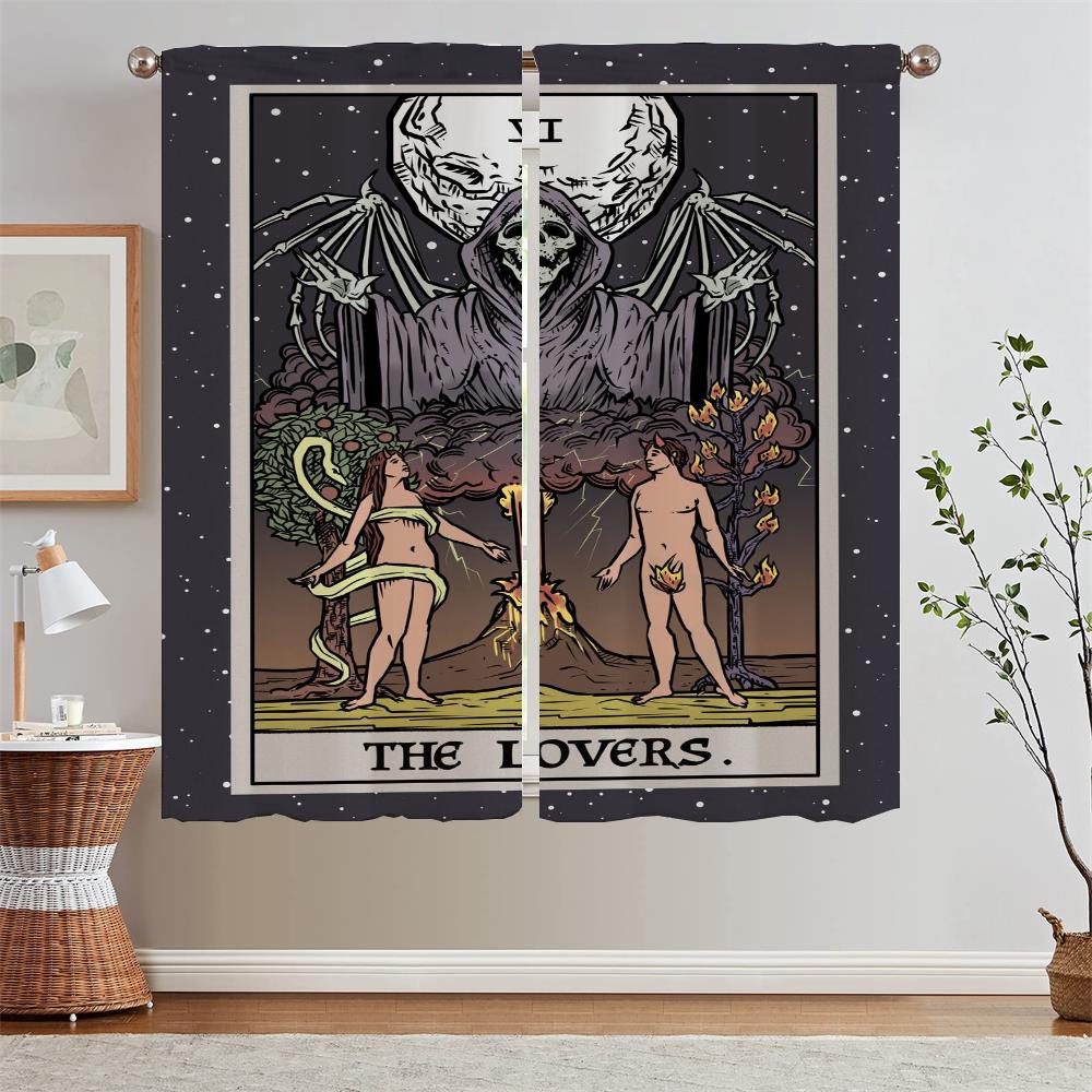 Terror Tarot Modern Living Room Curtains for Camera Tulle in Kitchen Curtains 2 Pieces Window Home and Decoration Curtain Rods