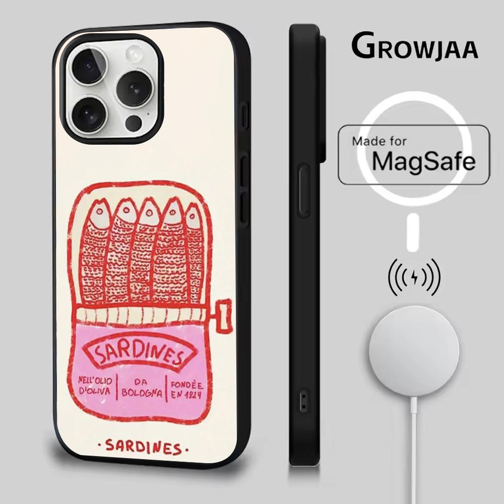 Sardines Canned Phone Case For iPhone 16e,16,15,14,13,12,11,Plus,Pro,Max,Mini Magsafe Magnetic Wireless Charging