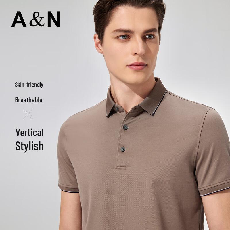 Antonio Men's Silk-Cotton Blend Short-Sleeve Business Polo Shirt