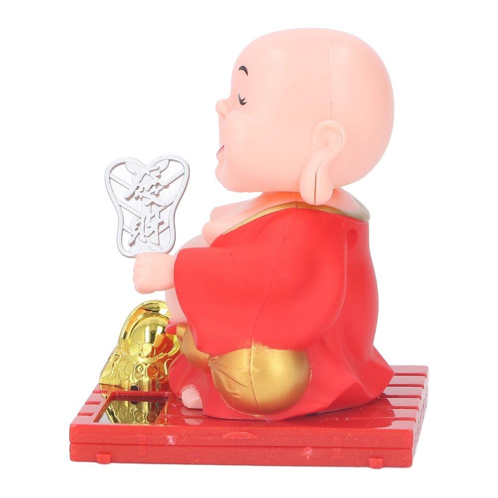 Red, Gold Solar Buddha Dashboard Statue Car Light Driven Buddha Figurine Window Sill Table Statue
