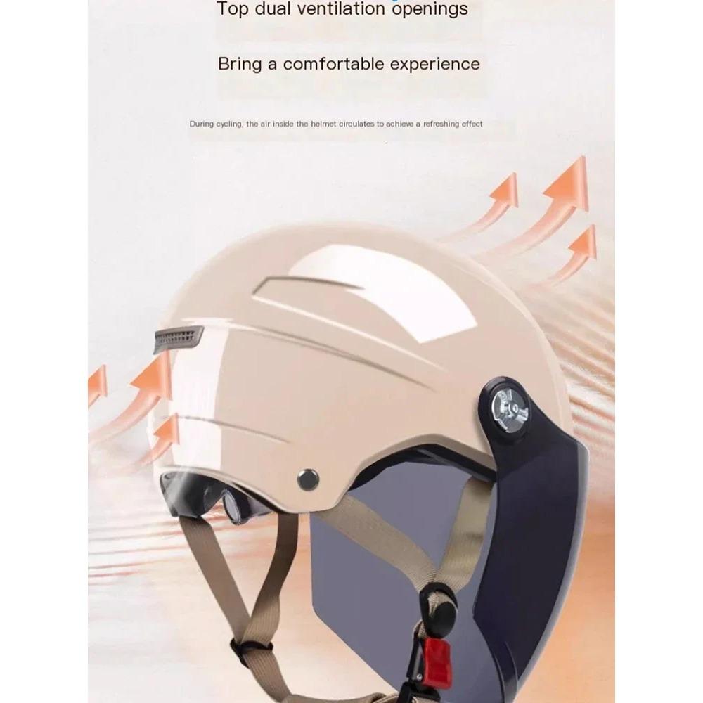 2025 Motorcycle Helmet Woman Electric Motor Car Scooter Bike Half Helmet Anti Safety Hat Bicycle Cap With Goggles Men