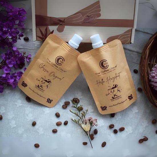 The Coffee Clique | Классический Оригинальный + Привет Фундук | Взбитая Кофейная Паста | Кафе Как Капучино Дома | Комбо из 2 | 210 Граммов | Ароматизированный Кофе