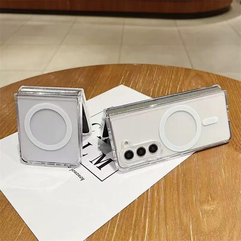 Clear Magnetic Case For Magsafe Samsung Galaxy Z Flip 7 6 5 4 Z Fold 7 6 5 4 8 MacSafe Wireless Charge Cover Shockproof Z Flip 8