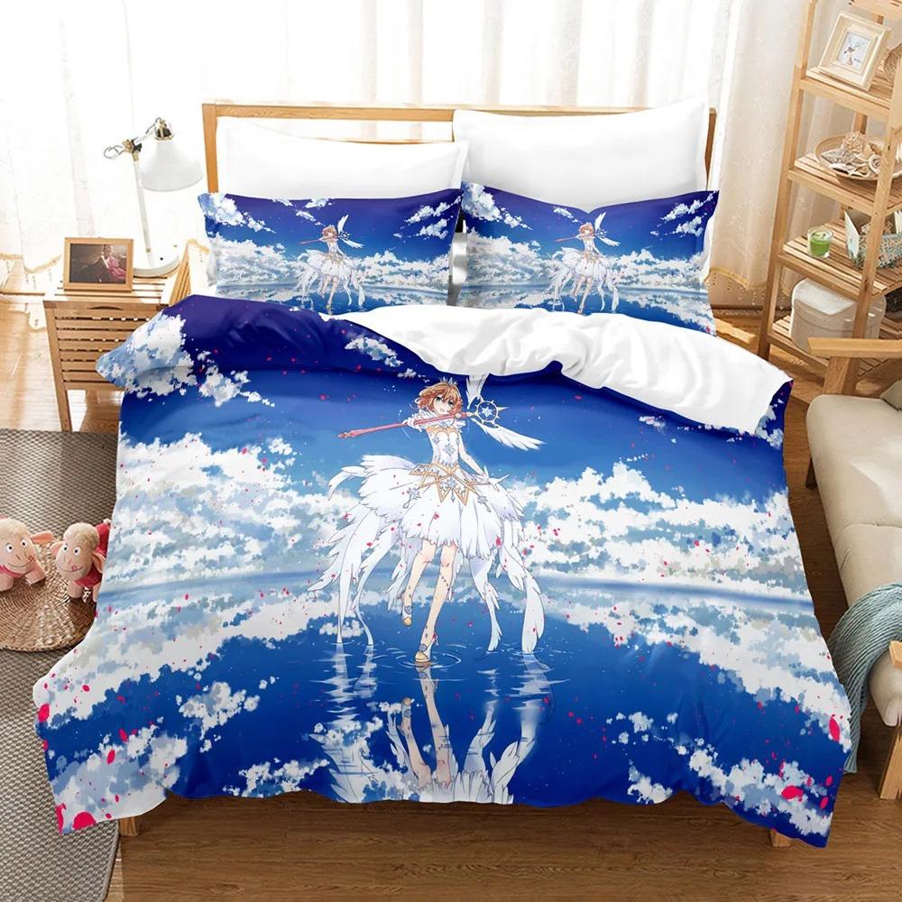Anime Sakura Girl Duvet Cover pillowcase Bedroom Decoration Children Gift adult Single Double bed Large SizeZip Duvet Cover