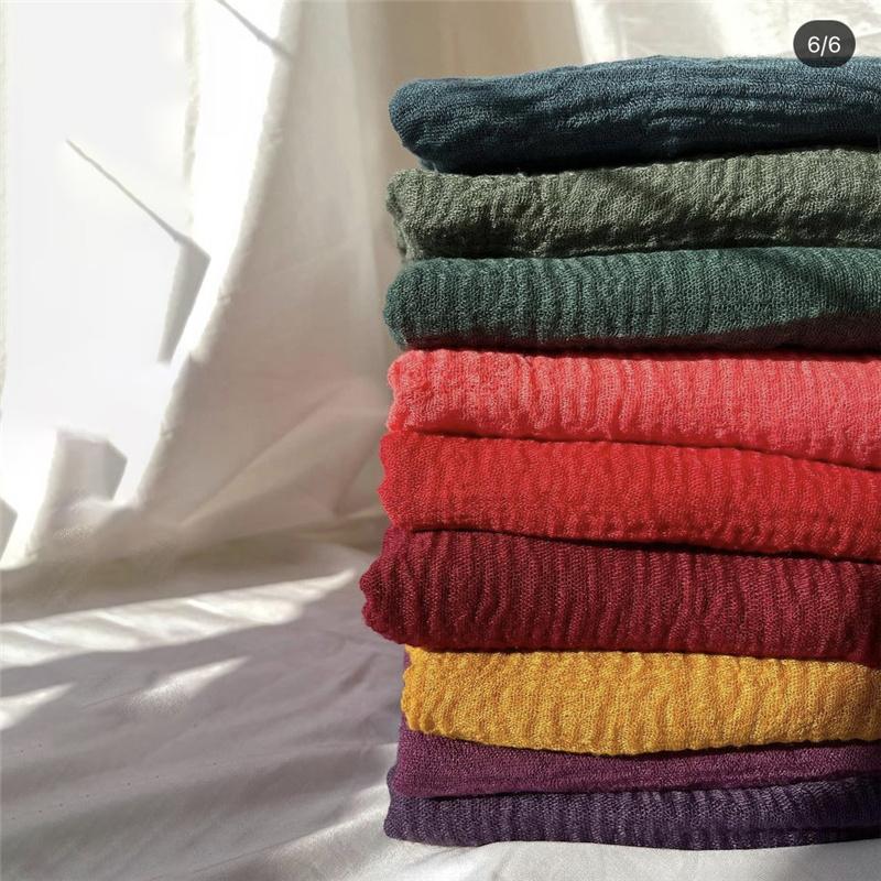 180*90 см женский хлопковый льняной шарф с гофрированным узором шаль хиджаб длинный платок шарфы головные повязки однотонные шарфы женский простой платок