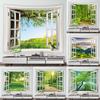 Forest Road Green Plant Pattern Tapestry Outside the Window Home Living Room Bedroom Wall Decoration Background Cloth Tapestry