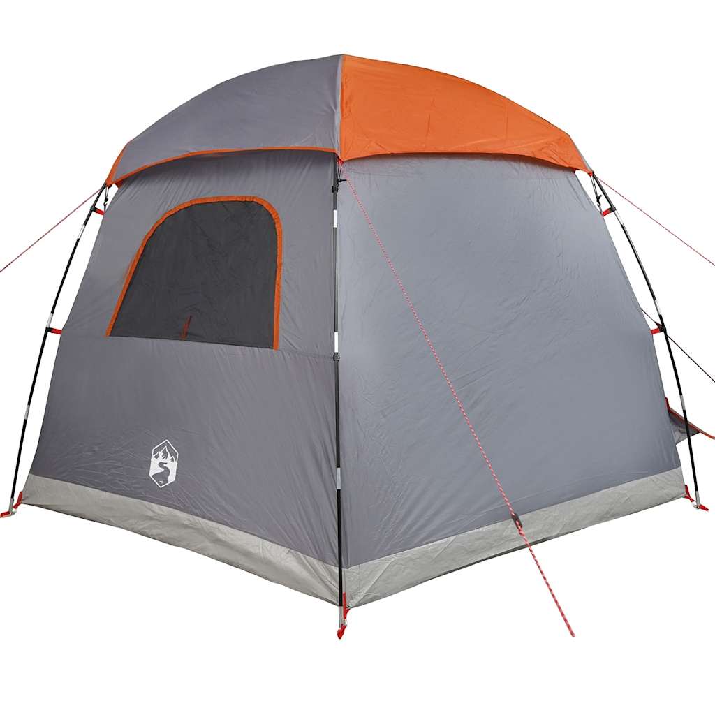 Family Igloo Tent for 6 Persons Grey and Orange Waterproof