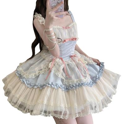 XHSUKADO Lolita JSK Платье-сарафан с комбинацией и Мечтательный Милый Готический Лолита Наряд с Воланами и Принцесса Морі Дівчина Лолита Идол Светлый Размер M
