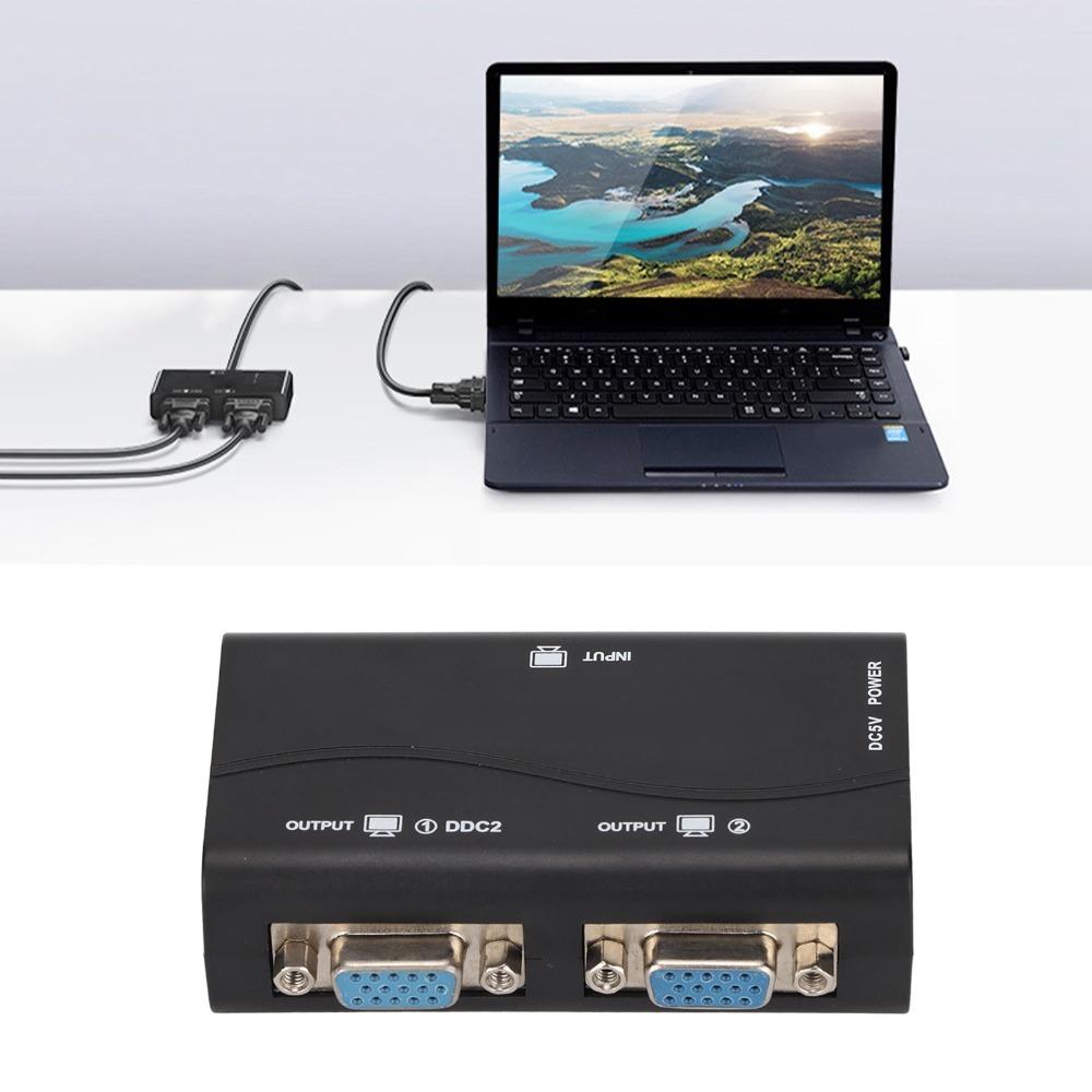 1 in 2 Out VGA Splitter 250MHz Video Distribution Duplicator VGA Splitter Amplifier Laptop