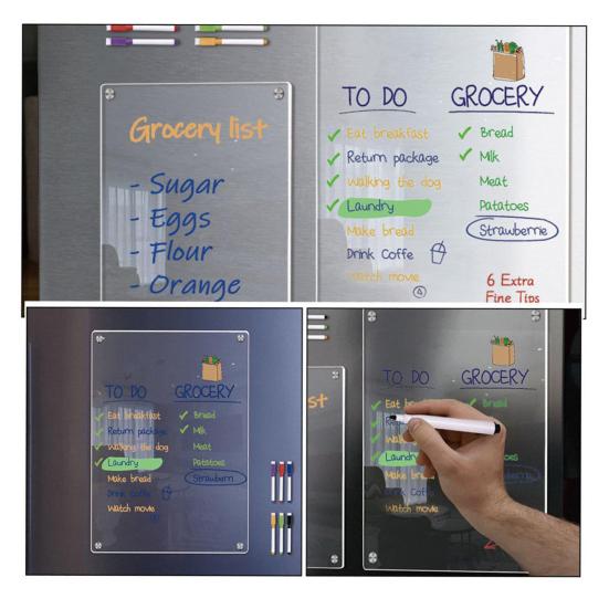 Yousheng Акриловая магнитная доска для заметок Сухостираемая записная книжка для холодильника с сильными магнитами Устойчивый к царапинам календарь для планирования для кухни офиса