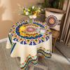 Ethnic Style Small Round Table Cloth Cotton and Linen Thickened Splash-proof Table Cover Cloth Versatile Coffee Table Cloth