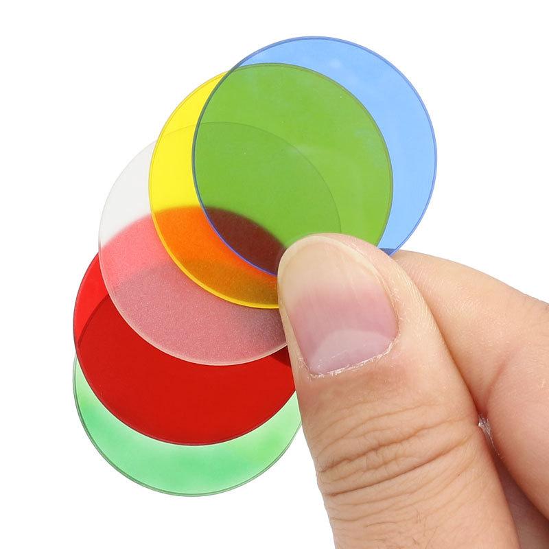 5 Pieces Microscope Filters 32 35 42 45mm Diameter Biological Microscope Accessories Green Blue Yellow White Red Optical Glass