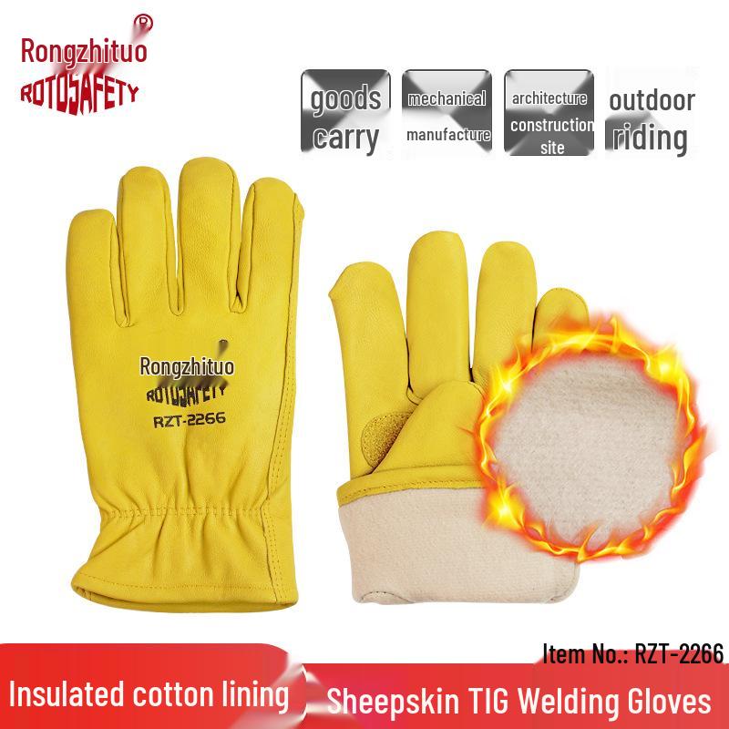 Термостойкие сварочные перчатки из овчины - Подкладка из флиса, Огнеупорные, Износостойкие, Изолирующие