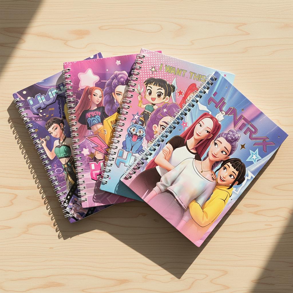 Demon Hunter Anime Notebook Set - Cute Coil-Bound Diary Journal for Students Office Supplies Random 1/2/4pcs Gift