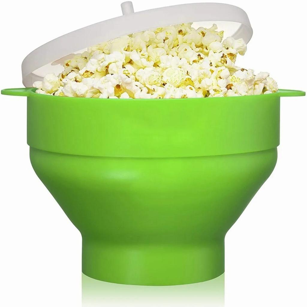 Microwave Silicone Popcorn Popper Collapsible Silicone Popcorn Maker Bowl with Handle Lid