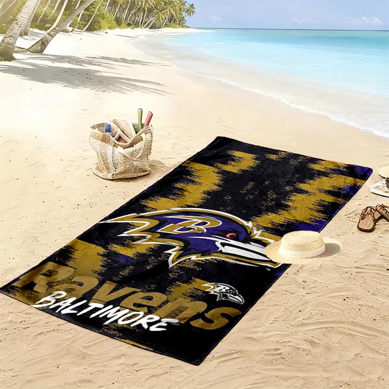 Baltimore Ravens Print Beach Towel, Large Soft Quick Dry Towel for Beach Camping Swimming