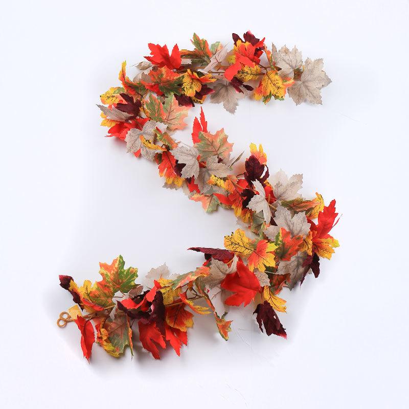 Artificial Maple Leaf Garland Fake Fallen Leaves Autumn Decor Rattan for Thanksgiving Halloween Festivals Wedding Xmas Decor