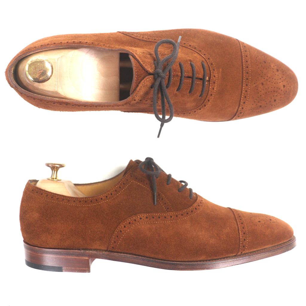 Безупречные кожаные туфли John Lobb SAUNTON Thornton Brown Замша мужские 8 Б/у