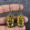 Peridot Handmade Copper Wire Wrap Jewelry Earring 2.56" l1R73