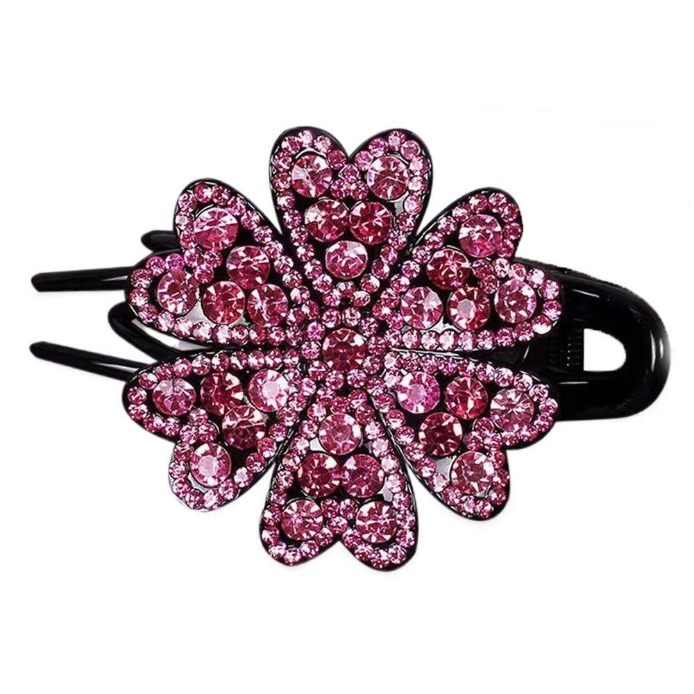 Korean Hair Claws Women Barrettes Flower Hair Clips Rhinestone Duckbill Clips Crystal Hairpins