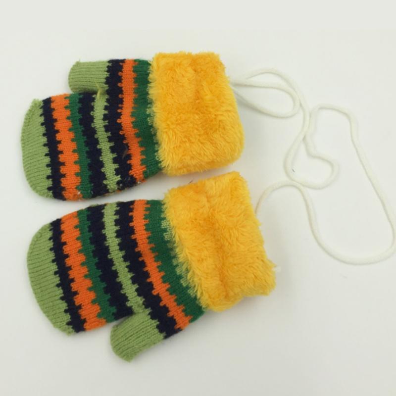Вязаные перчатки с полосками для детей от 3 до 9 лет, теплые перчатки для мальчиков и девочек, детские осенне-зимние снежные варежки для детей