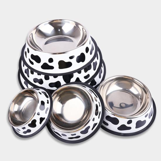 Миска для собаки с принтом, цельная нескользящая поверхность, гладкая, легко чистящаяся, домашний аксессуар из нержавеющей стали