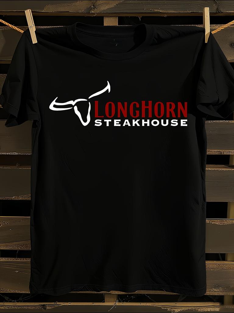 s Longhorn Steakhouse Logo T-Shirt Mens Tshirt Womens Tshirts with Letters Print Short Sleeves T-Shirt Casual Street Tee Shirt Top