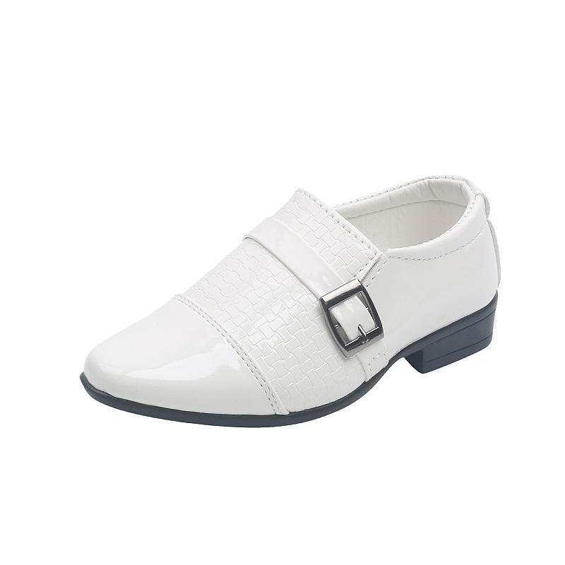 Boys Leather Shoes 2025 Spring Autumn Kids Performance Mary Janes Shoes for Party Wedding Shows Solid Black Slip-on Shoes