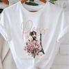 Fashion Women Fashion Girl Flower Tower Print T Shirt Funny Casual O-neck Short Sleeves T-shirt Summer Female Tee Shirt