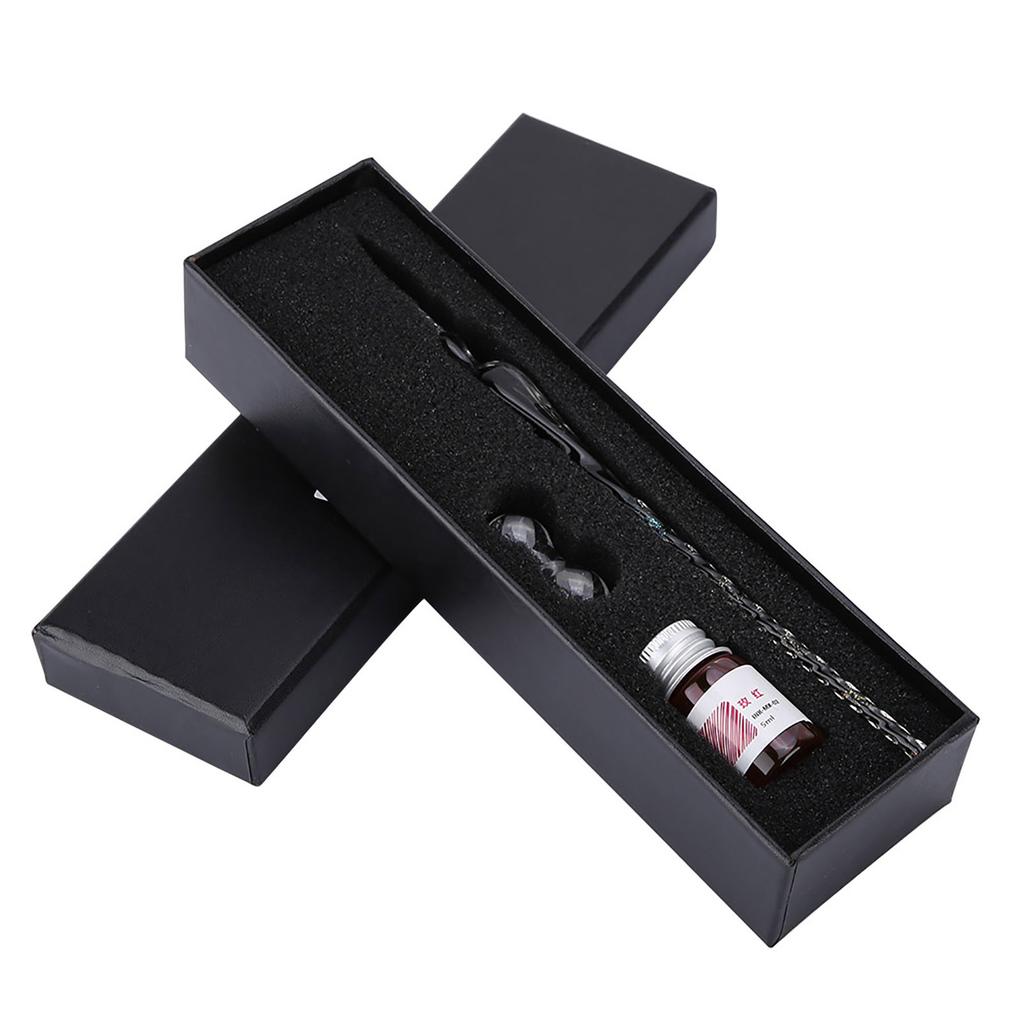 Glass Dip Pen Signature Ink Pen Fountain Pen Set with Ink Penholder Colorful