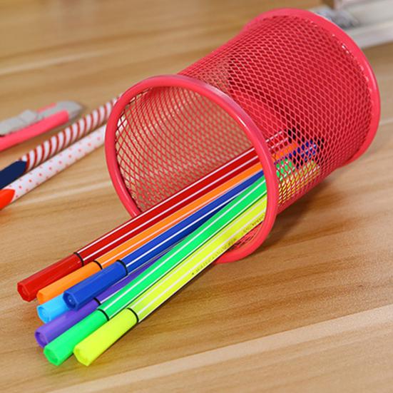 4 шт. простой практичный круглый сетчатый металлический держатель для ручек, контейнер для хранения, контейнер для хранения